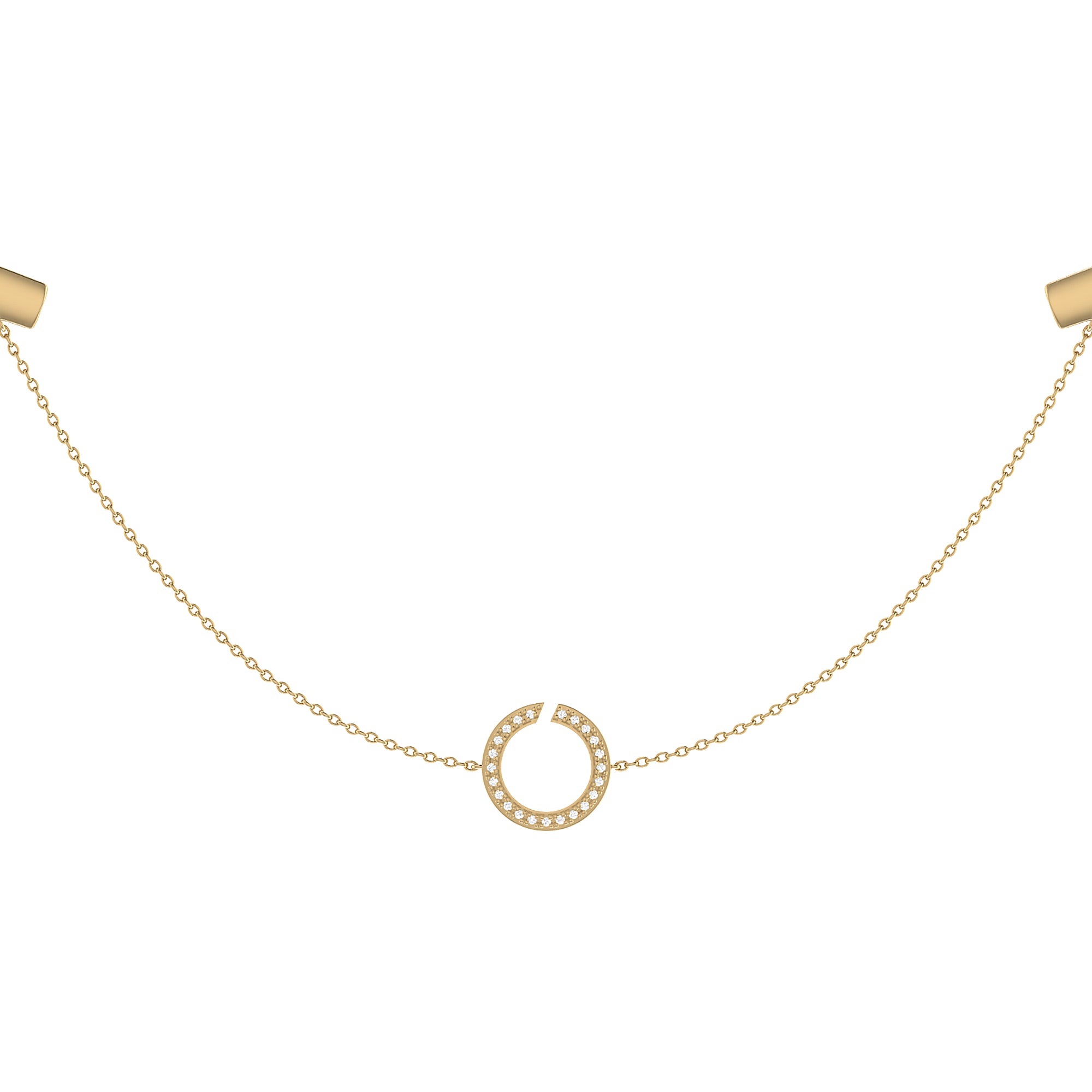 Avani Skyline Geometric Layered Diamond Necklace in 14K Yellow Gold with natural diamonds and a cable chain.